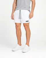 StringKing Men's Velocity Short - Sharp Fit, White, 5 inch, Full Front - Human Model - Waist to Mid-calf