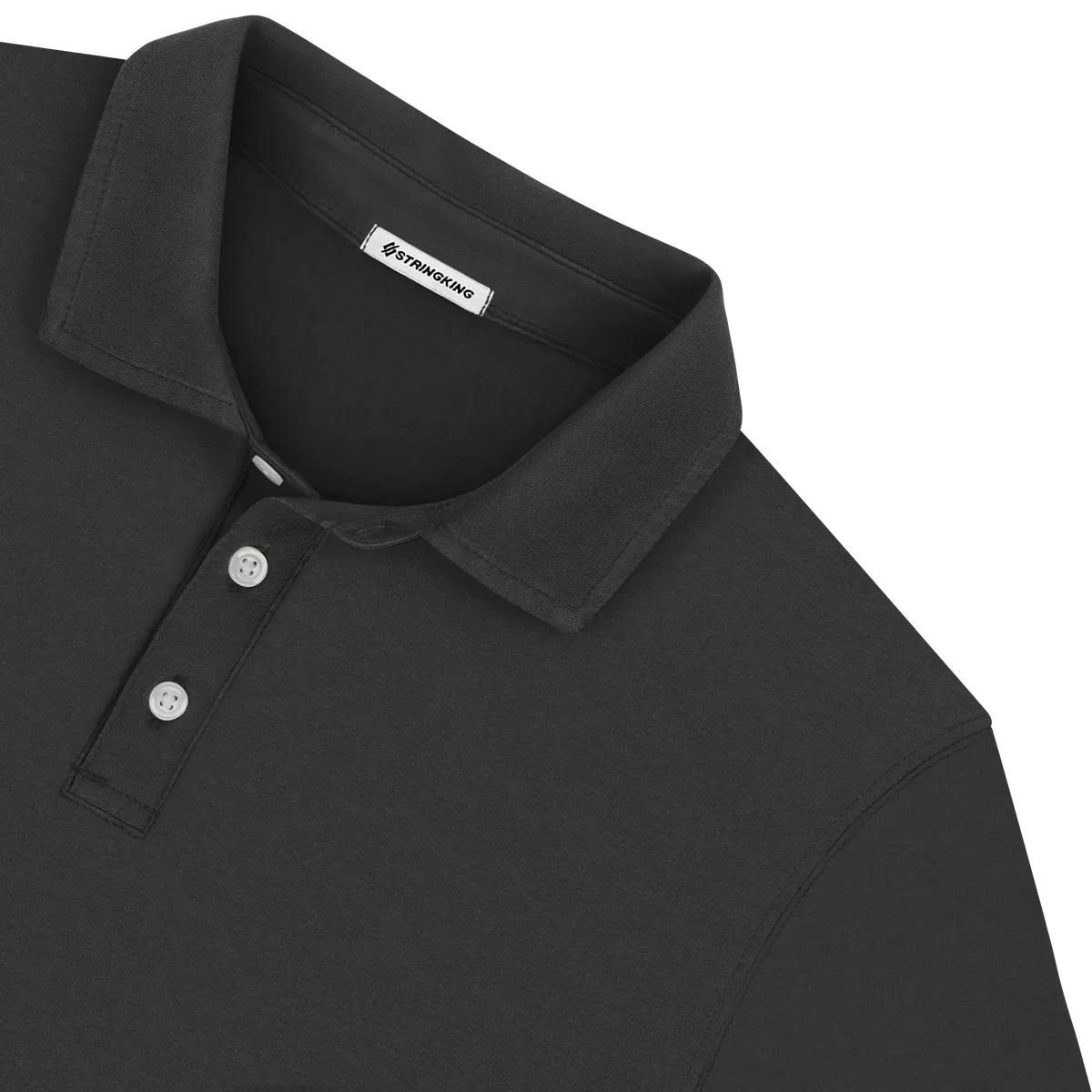 StringKing Men's Pima Jersey Signature Polo Multi - Sharp Fit, Black, Detail