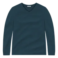 StringKing Men's Pima Jersey Long Sleeve V-Neck Tee - Sharp Fit, Navy, Front