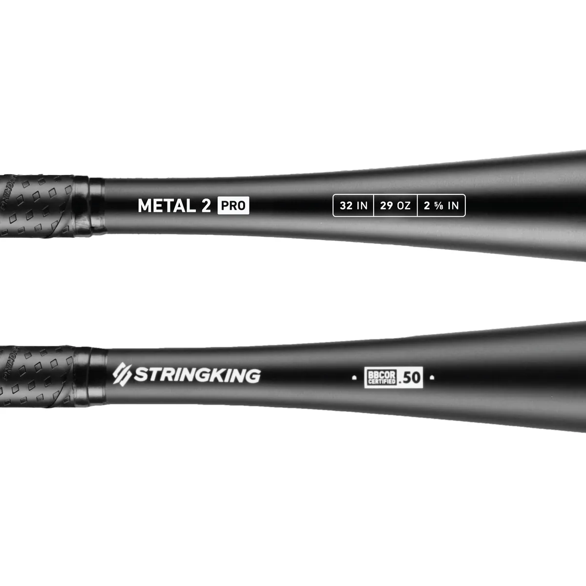 StringKing Metal 2 Pro BBCOR - Drop 3, 32" / 29 oz, Black, Bat Details, Horizontal