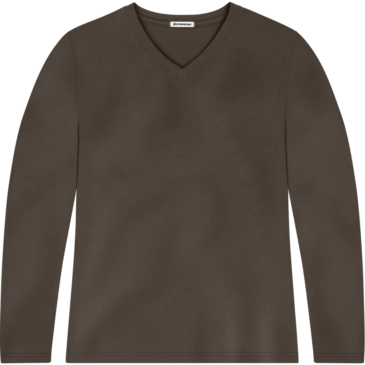 StringKing Women's Pima Jersey Long Sleeve V-Neck Tee - Sharp Fit, Wren, Front