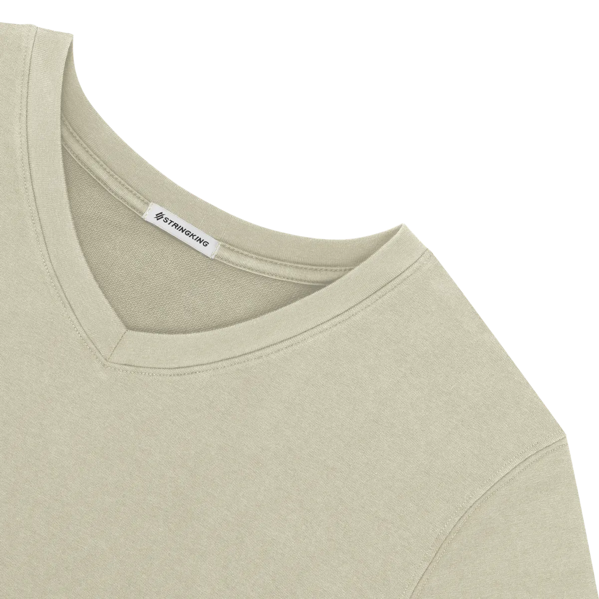 StringKing Women's Pima Cotton V-Neck Sweatshirt - Sharp Fit, Khaki Green, Detail