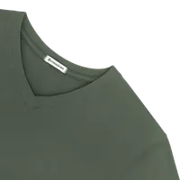 StringKing Men's Pima Jersey Long Sleeve V-Neck Tee - Sharp Fit, Moss, Detail