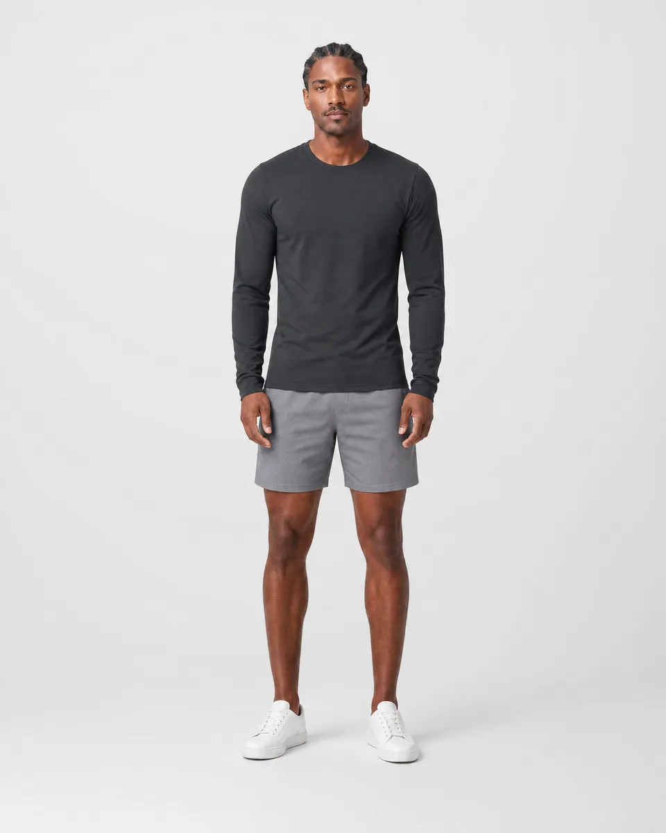 StringKing Men's StayWarm Long Sleeve Tee - Sharp Fit, Black, Full Front - Human Model