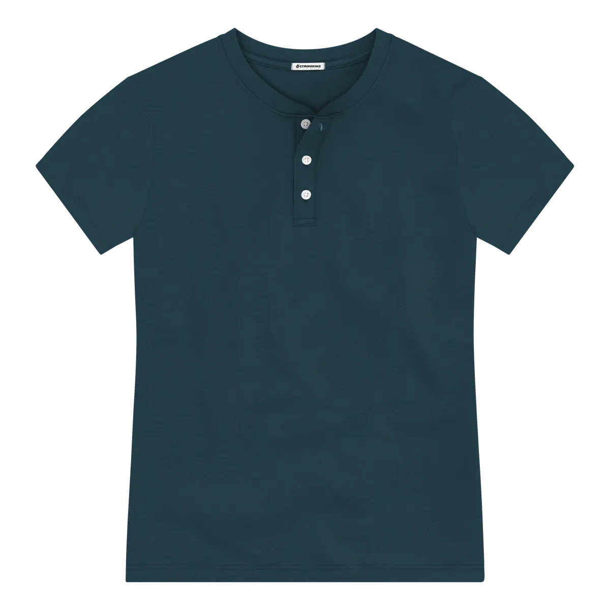 StringKing Men's Pima Jersey Short Sleeve Henley - Sharp Fit, Navy, Front