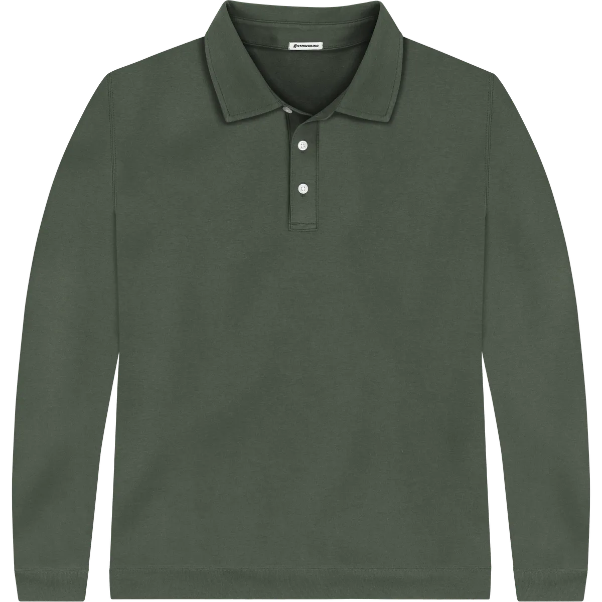 StringKing Men's Pima Terry Long Sleeve Polo - Relaxed Fit, Moss, Front