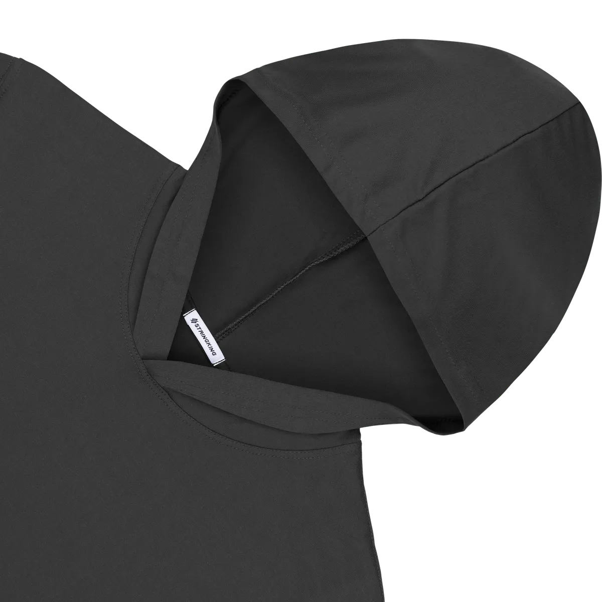StringKing Men's FlexTech Lightweight Hoodie - Relaxed Fit, Black, Detail