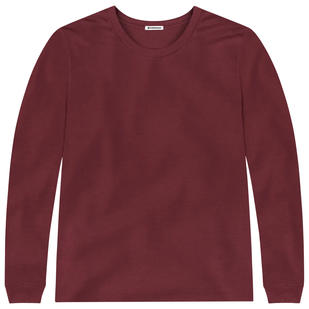 StringKing Men's FlexStyle Long Sleeve Crewneck T-Shirt - Sharp Fit, Rhubarb, Front