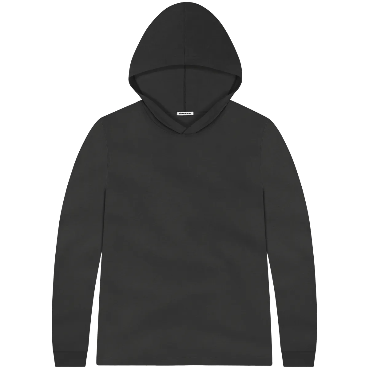 StringKing Men's Pima Jersey Hoodie - Sharp Fit, Black, Front