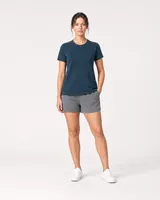 StringKing Women's Pima Terry Tee - Relaxed Fit, Navy, Full Front - Human Model