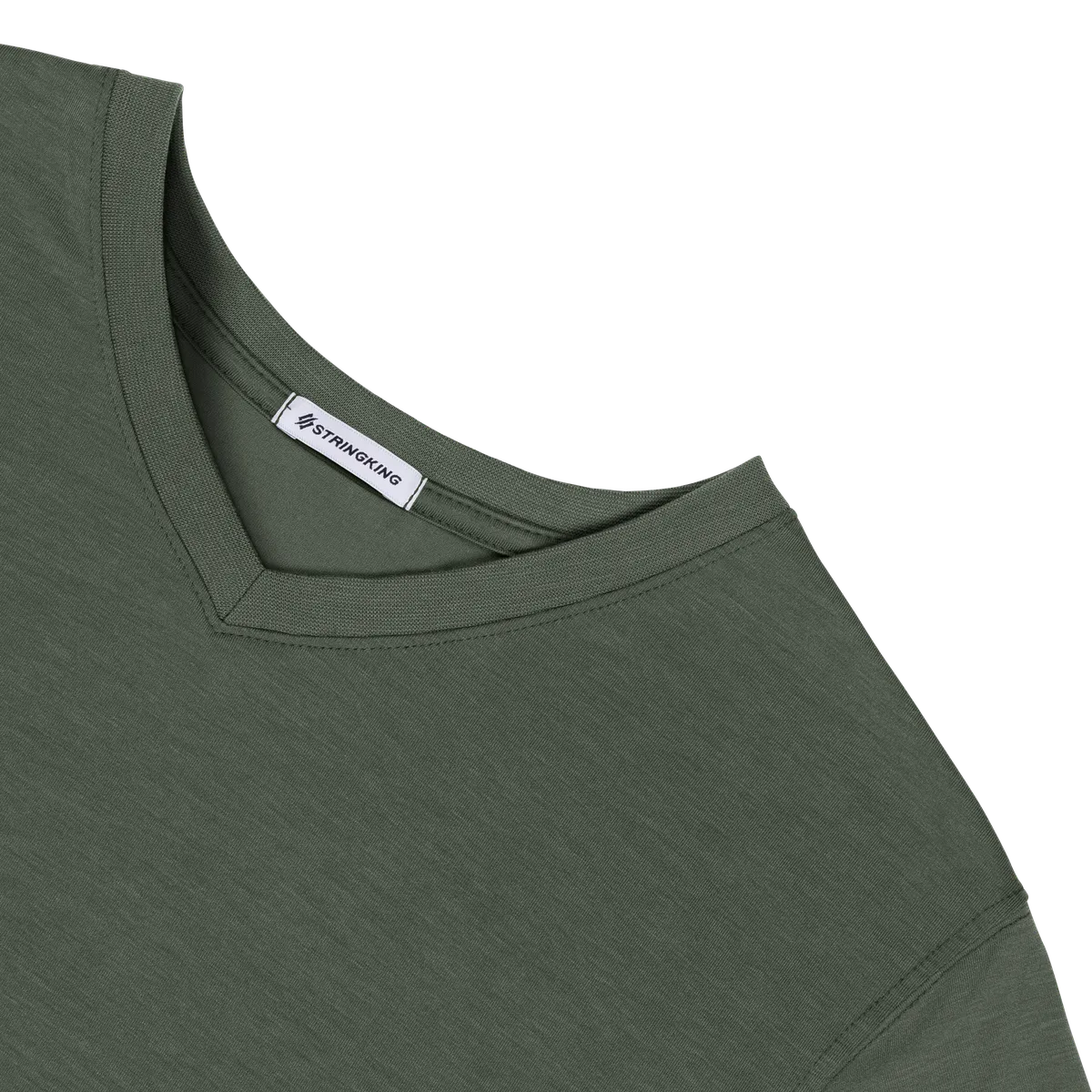 StringKing Men's FlexStyle Short Sleeve V-Neck T-Shirt - Sharp Fit, Thyme, Detail