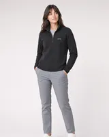 StringKing Women's Polartec Fleece Quarter Zip - Sharp Fit, Meteorite, Full Front - Human Model - Top of head to Knees
