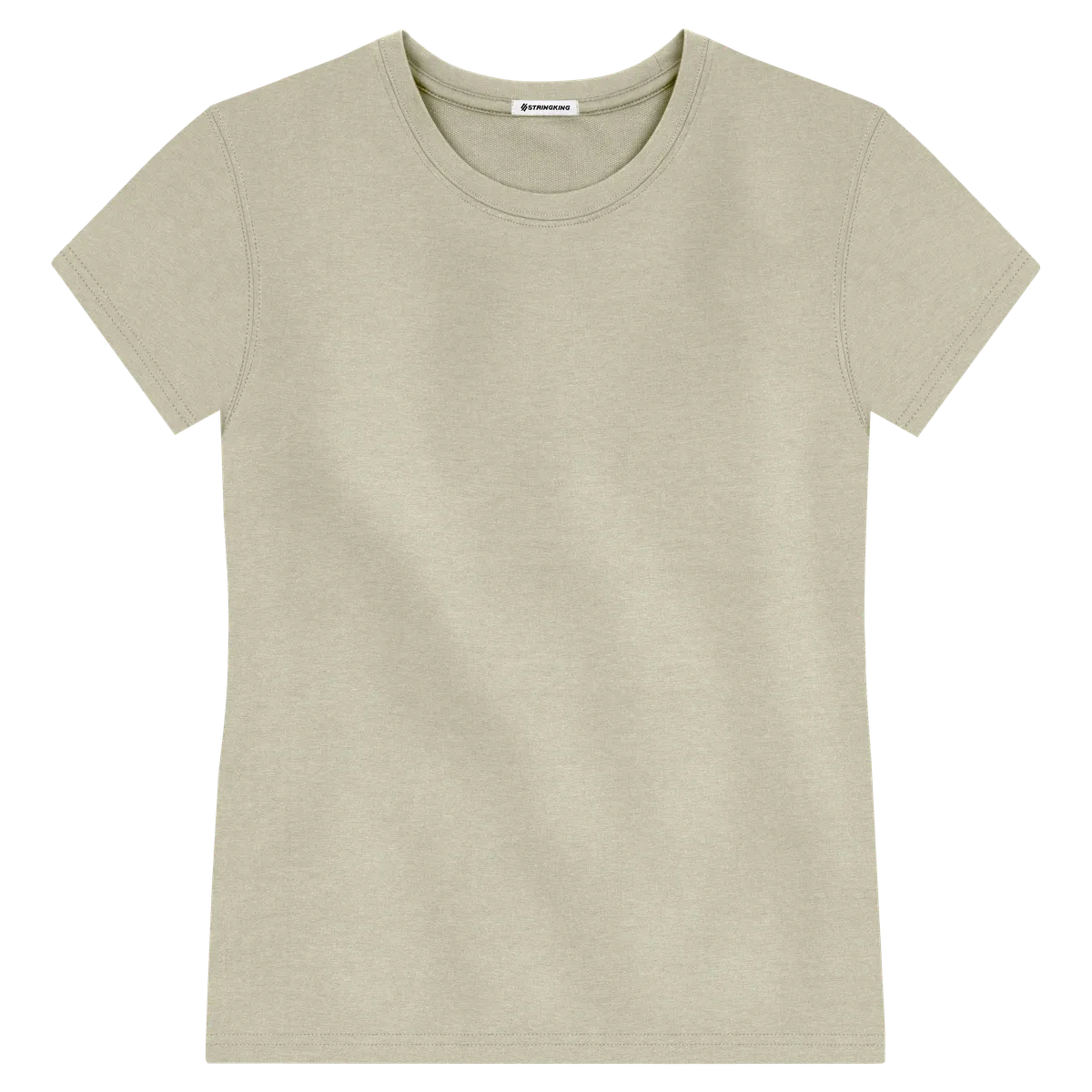 StringKing Women's Heavy Pima Cotton T-Shirt - Sharp Fit, Khaki Green, Front