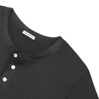 StringKing Men's Pima Cotton Short Sleeve Henley - Relaxed Fit, Black, Detail