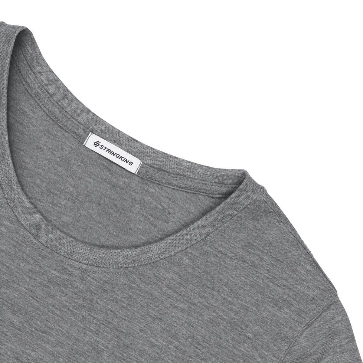 StringKing Women's FlexStyle Short Sleeve Crewneck T-Shirt - Relaxed Fit, Heather Gray, Detail