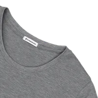 StringKing Women's FlexStyle Short Sleeve Crewneck T-Shirt - Relaxed Fit, Heather Gray, Detail