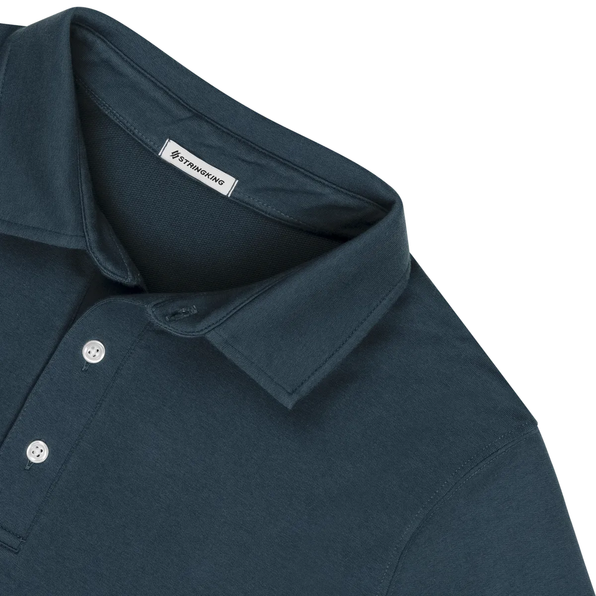 StringKing Men's Pima Cotton Polo Sweatshirt - Sharp Fit, Navy, Detail