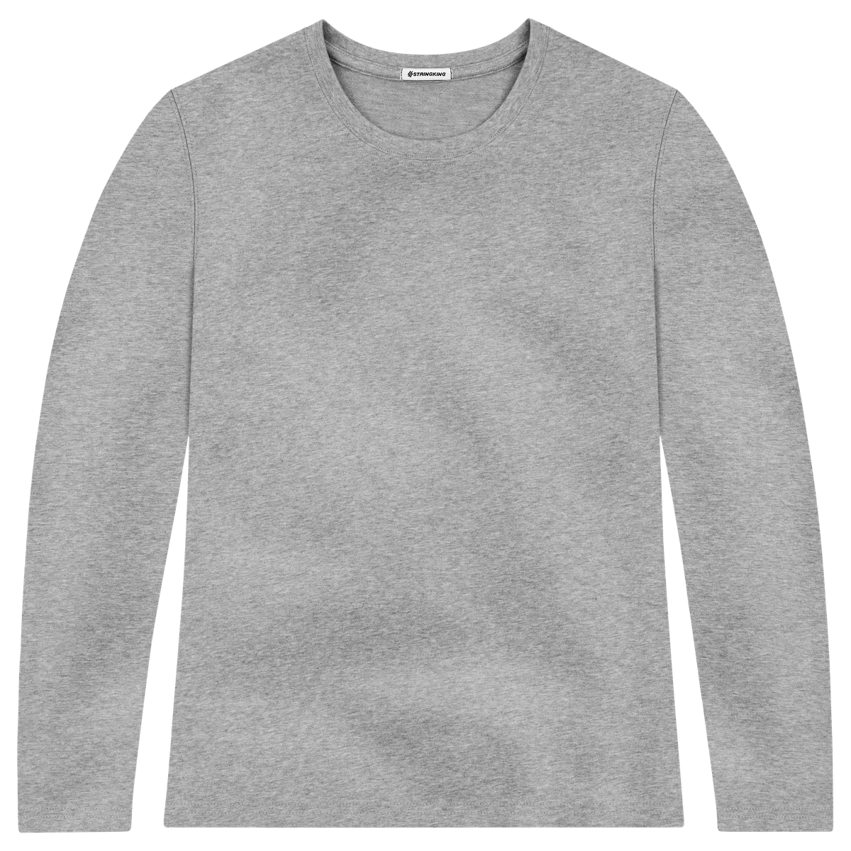 StringKing Women's Heavy Pima Cotton Long Sleeve T-Shirt - Sharp Fit, Heather Gray, Front