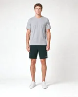 StringKing Men's Pima Terry Shorts - Relaxed Fit, Pine Grove, Full Front - Human Model