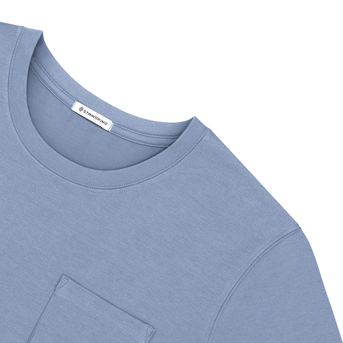 StringKing Men's Pima Cotton Short Sleeve Pocket Crewneck T-Shirt - Relaxed Fit, Slate Blue, Detail