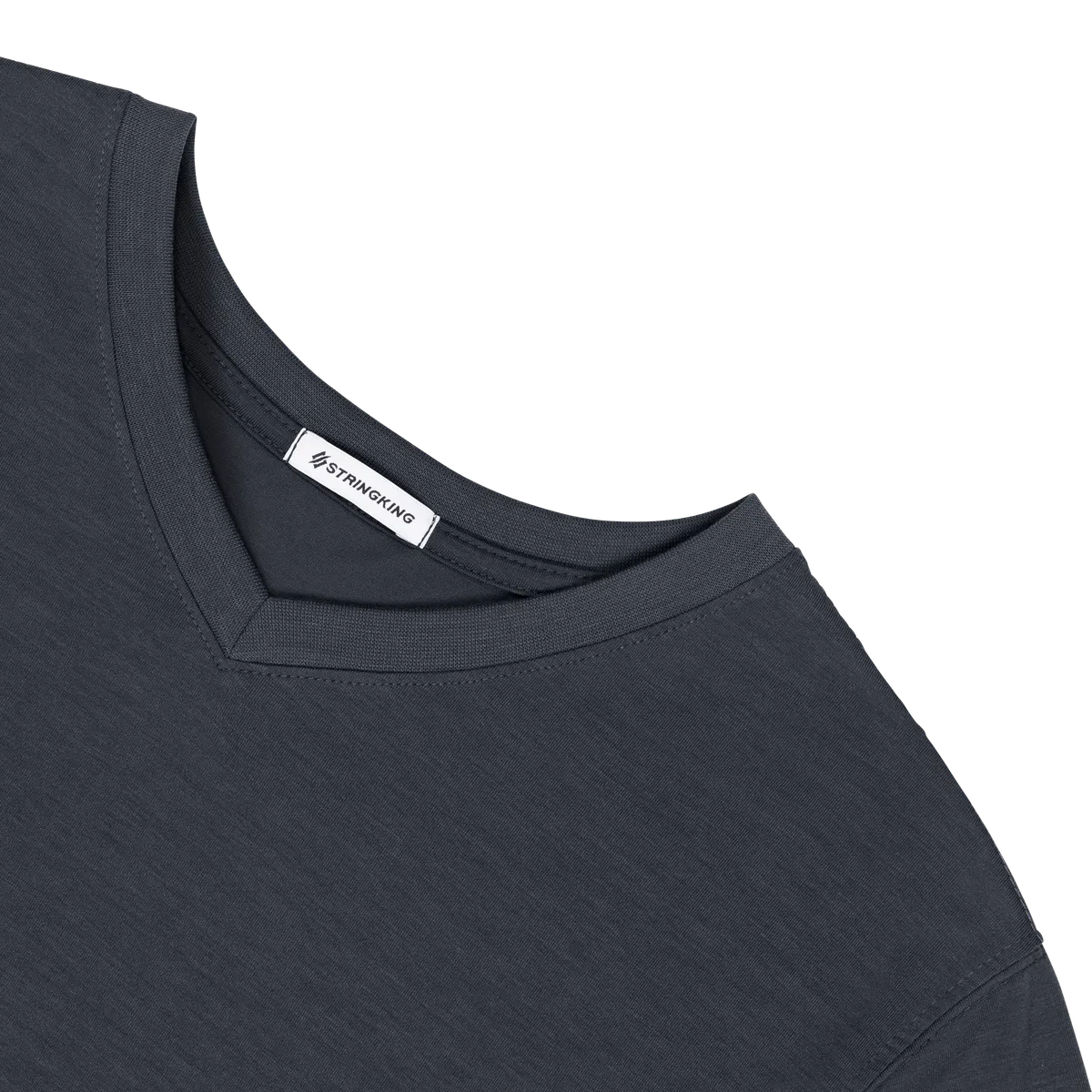 StringKing Men's FlexStyle Short Sleeve V-Neck T-Shirt - Relaxed Fit, India Ink, Detail