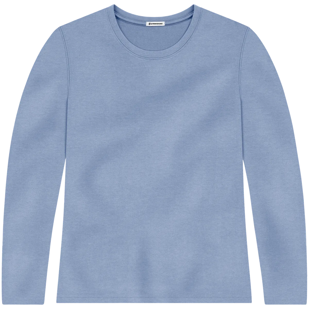 StringKing Women's Heavy Pima Cotton Long Sleeve T-Shirt - Sharp Fit, Slate Blue, Front