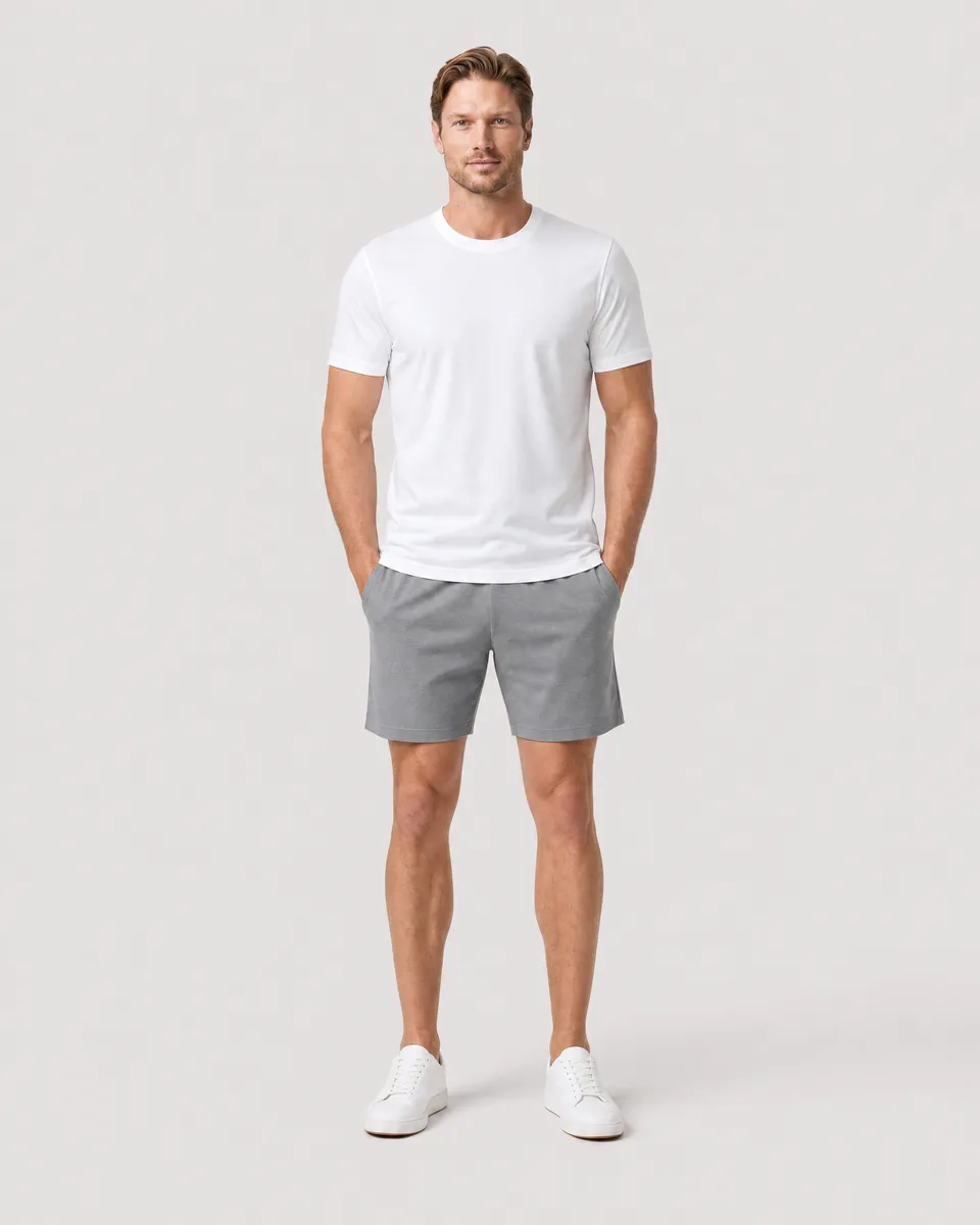 StringKing Men's Pima Jersey Tee - Sharp Fit, White, Full Front - Human Model