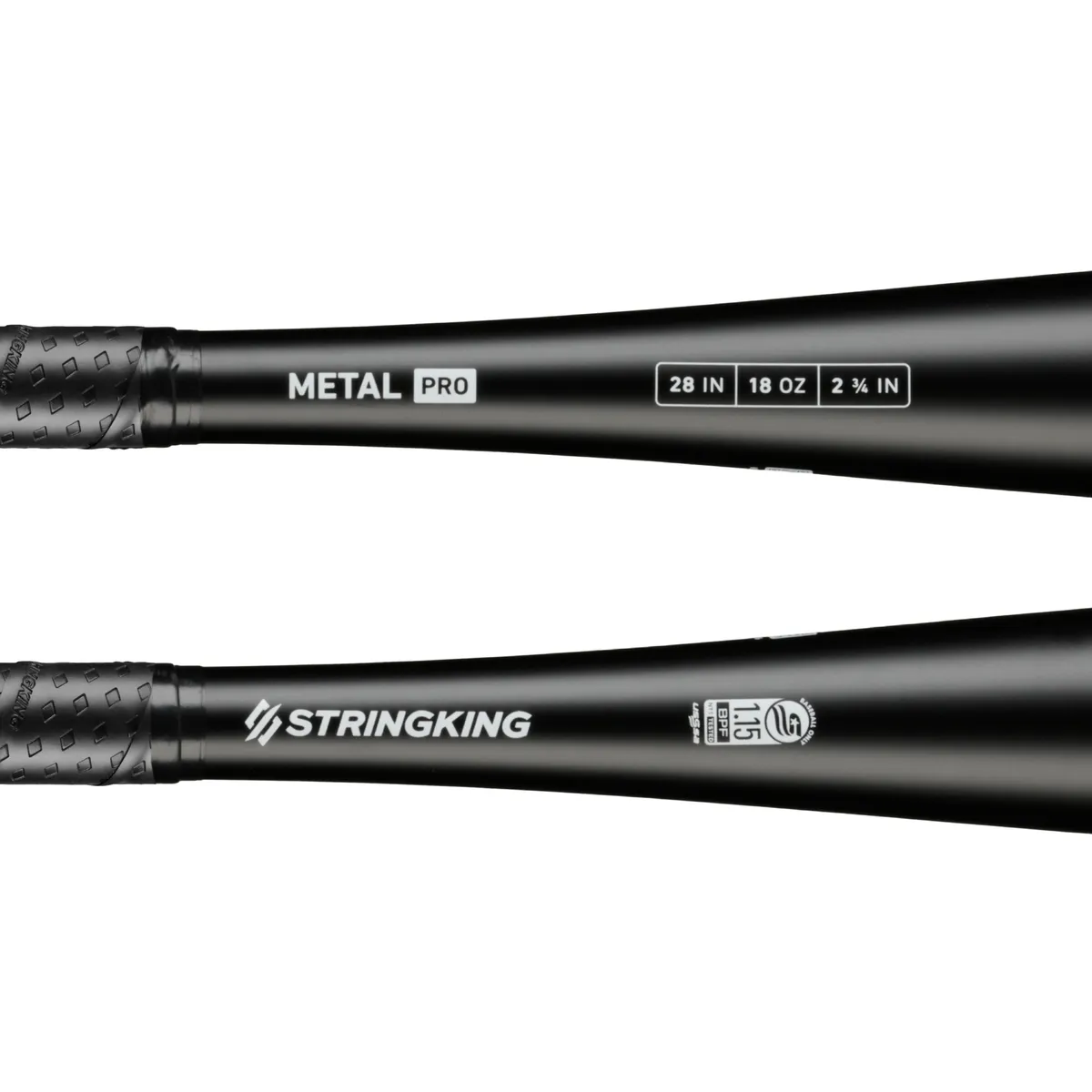 StringKing Metal Pro USSSA - Drop 10, 28" / 18 oz, Black, Bat Details, Horizontal