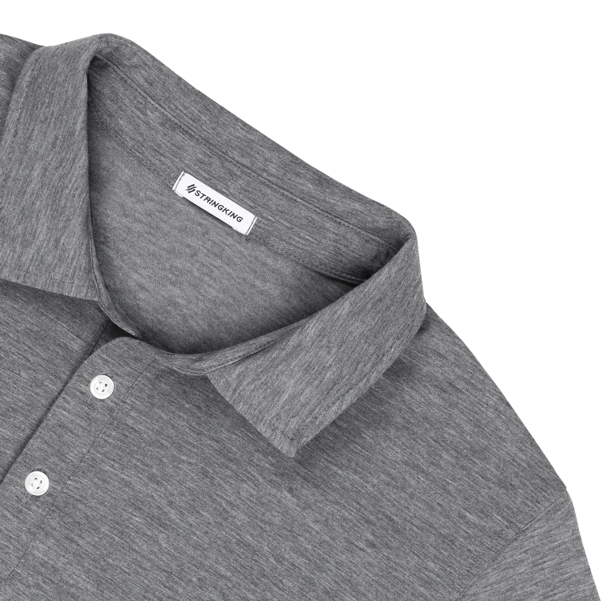 StringKing Men's FlexStyle Short Sleeve Polo - Relaxed Fit, Heather Gray, Detail