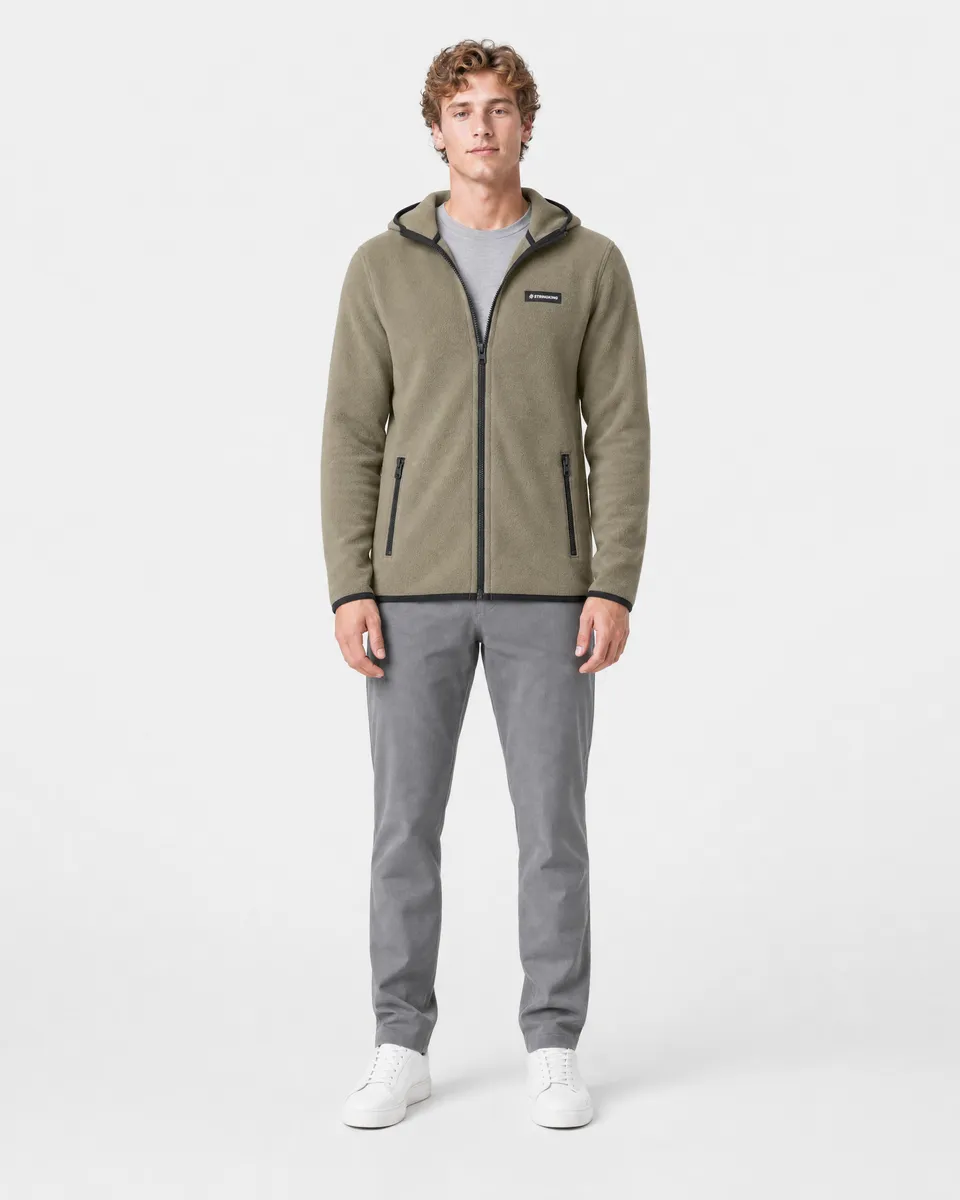 StringKing Men's Polartec Fleece Full Zip Hoodie with Pockets - Sharp Fit, Mermaid, Full Front - Human Model