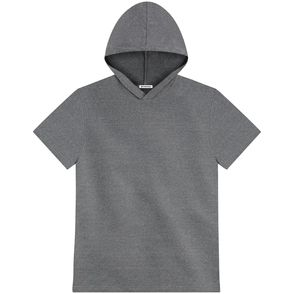 StringKing Men's FlexTech Lightweight Short Sleeve Hoodie - Relaxed Fit, Heather Gray, Front