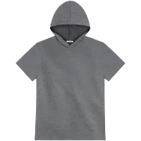 StringKing Men's FlexTech Lightweight Short Sleeve Hoodie - Relaxed Fit, Heather Gray, Front