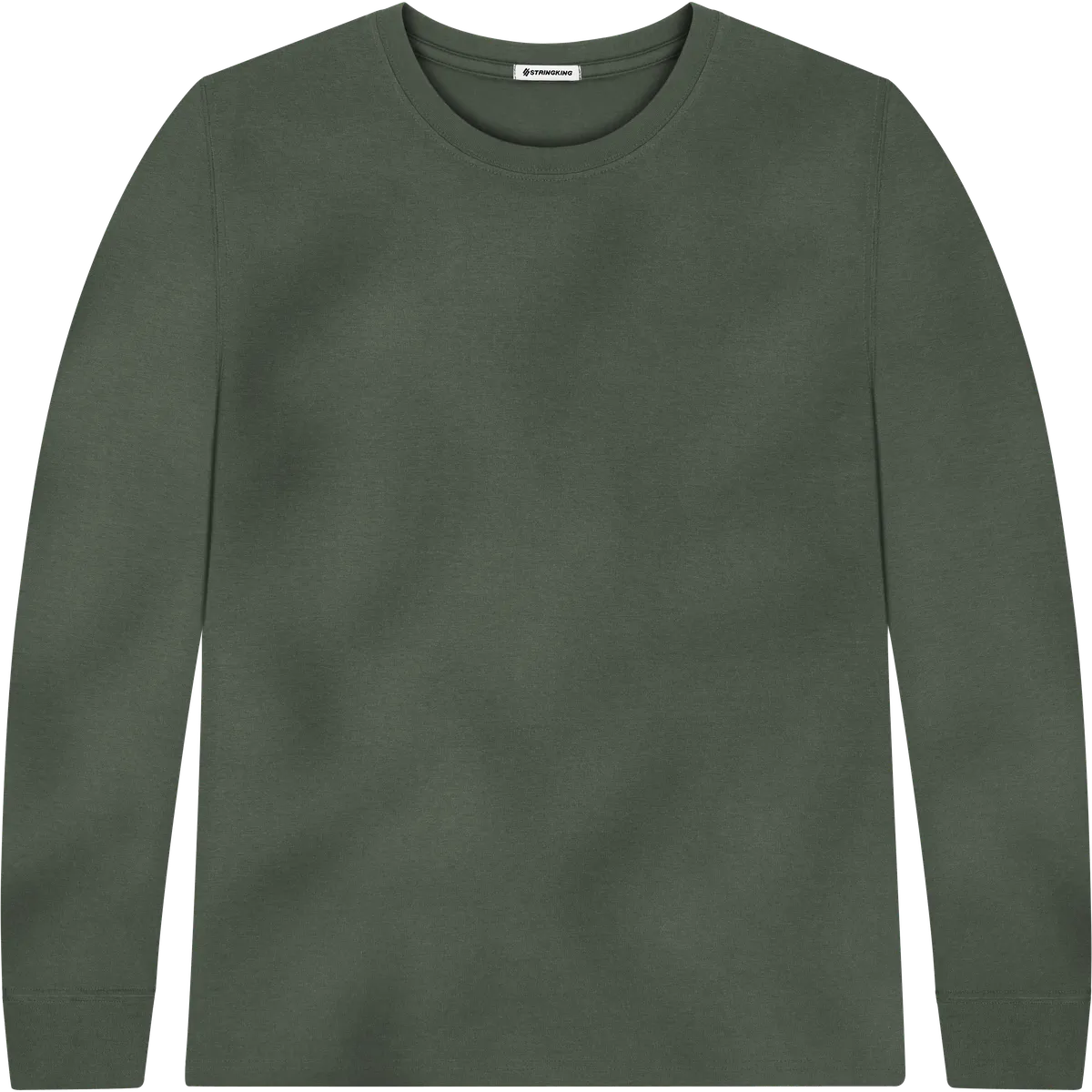 StringKing Men's Pima Jersey Long Sleeve Tee - Relaxed Fit, Moss, Front