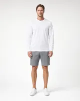 StringKing Men's Pima Jersey Long Sleeve Tee - Relaxed Fit, White, Full Front - Human Model