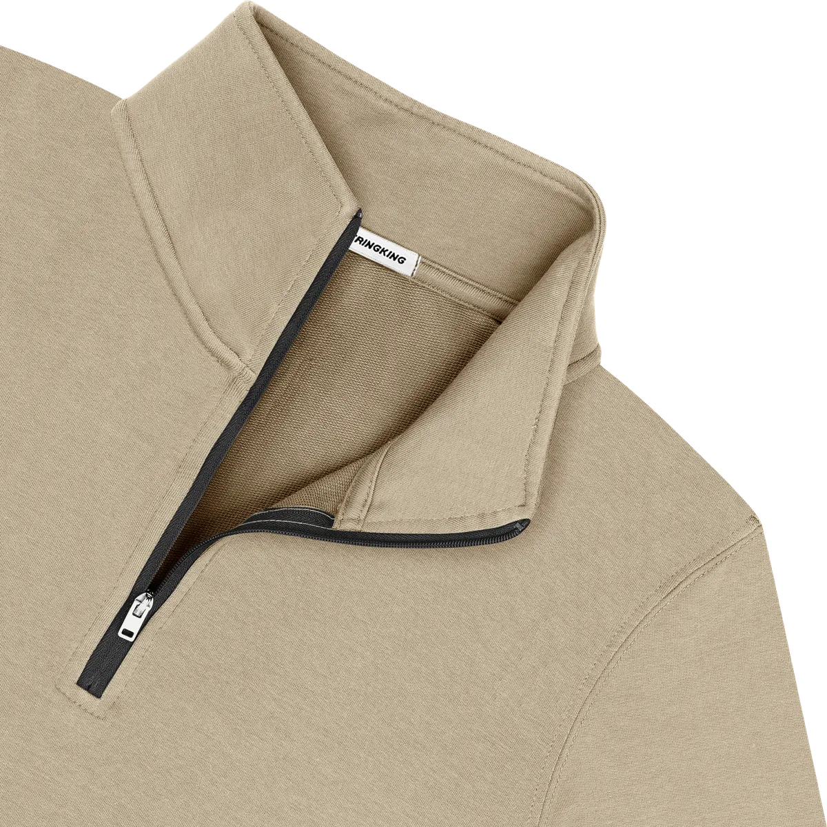 StringKing Men's Pima Cotton Quarter Zip - Sharp Fit, Warm Khaki, Detail