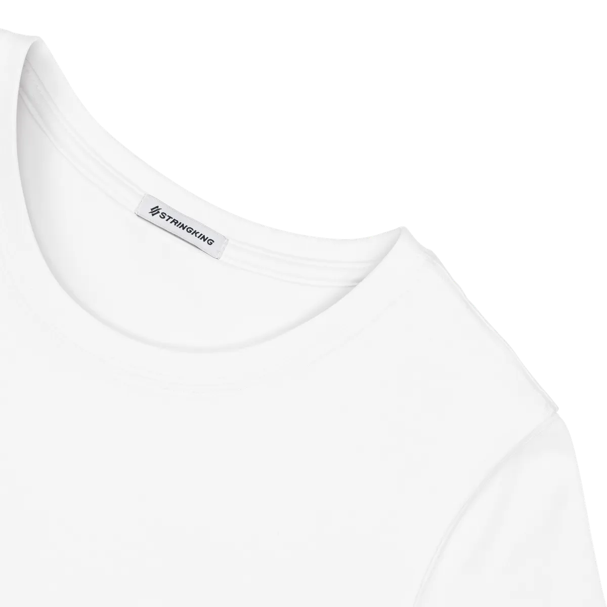 StringKing Women's Pima Cotton Long Sleeve Crewneck T-Shirt - Sharp Fit, White, Detail