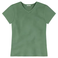 StringKing Women's Pima Cotton Short Sleeve V-Neck T-Shirt - Relaxed Fit, Green, Front