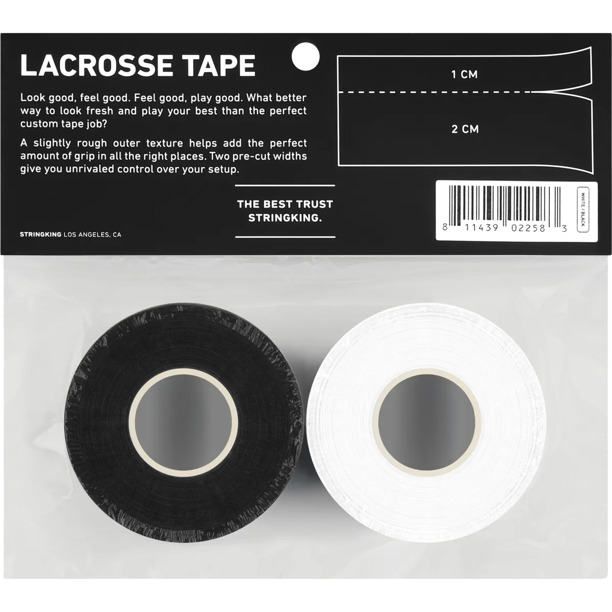 StringKing Lacrosse Tape - 2-Pack, White / Black, Packaged, Back