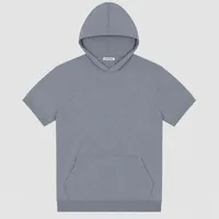 StringKing Men's Pima Terry Short Sleeve Hoodie - Sharp Fit, Tradewinds, Front