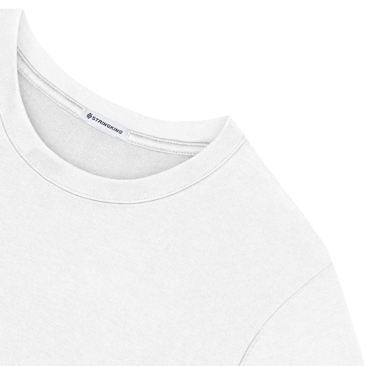 StringKing Women's Pima Cotton Crewneck Sweatshirt - Relaxed Fit, White, Detail