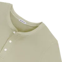 StringKing Men's Pima Cotton Henley Sweatshirt - Relaxed Fit, Khaki Green, Detail