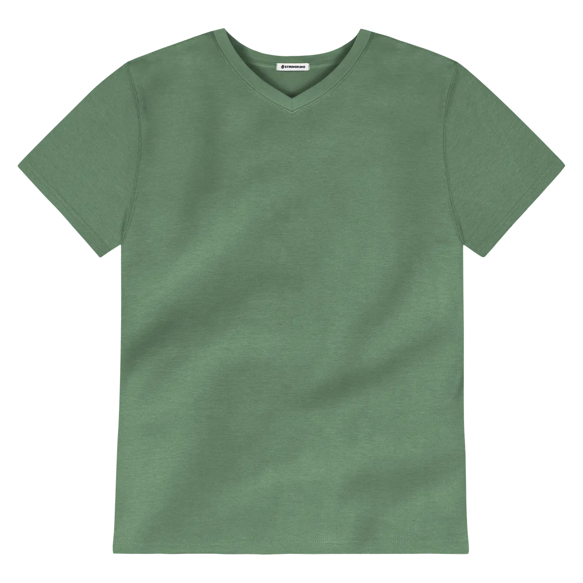 StringKing Men's Pima Cotton Short Sleeve V-Neck T-Shirt - Relaxed Fit, Green, Front