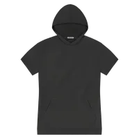 StringKing Men's Pima Terry Short Sleeve Hoodie - Sharp Fit, Black, Front