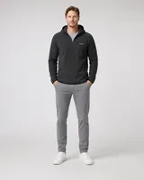 StringKing Men's Polartec Fleece Quarter Zip Hoodie with Pockets - Sharp Fit, Meteorite, Full Front - Human Model