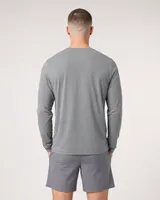 StringKing Men's StayWarm Long Sleeve Tee - Sharp Fit, Gray, Full Back - Human Model - Top of head to Mid-thigh
