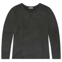 StringKing Women's Pima Cotton Long Sleeve Crewneck T-Shirt - Relaxed Fit, Black, Front