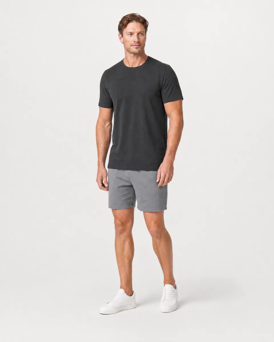 StringKing Men's Pima Terry Tee - Relaxed Fit, Black, Full Front Angle - Human Model