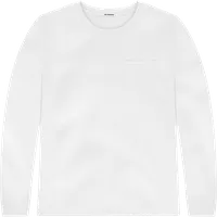 StringKing Men's Pima Jersey Long Sleeve Pocket Tee - Relaxed Fit, White, Front