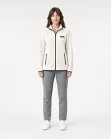 StringKing Women's Polartec Fleece Full Zip with Pockets - Relaxed Fit, Jet Stream, Full Front - Human Model