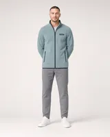 StringKing Men's Polartec Fleece Full Zip with Pockets - Relaxed Fit, Slate, Collar Shoulder - Human Model
